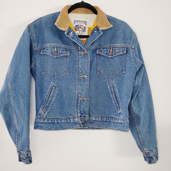 Schaefer LEGEND DENIM JACKET FLEECE LINING Blanket Jean Jacket Mens SZ Small - Picture 14 of 14